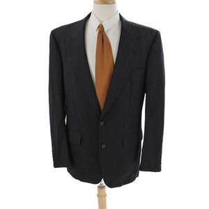 Burberry Mens Wool Multicolored Striped Buttoned Blazer Jacket Gray Size EUR 44